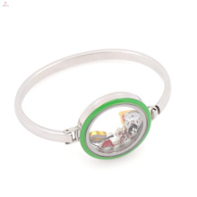 Brazalete flotante verde de alta calidad de la pulsera del locket del acero inoxidable 316l